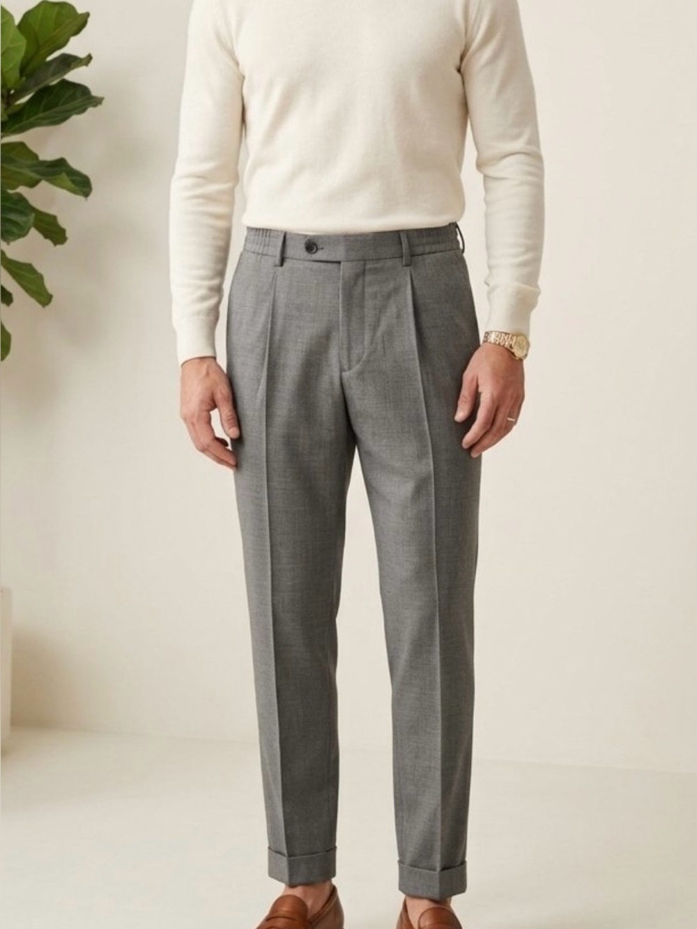 Zara Gray Pleated Dress Pants